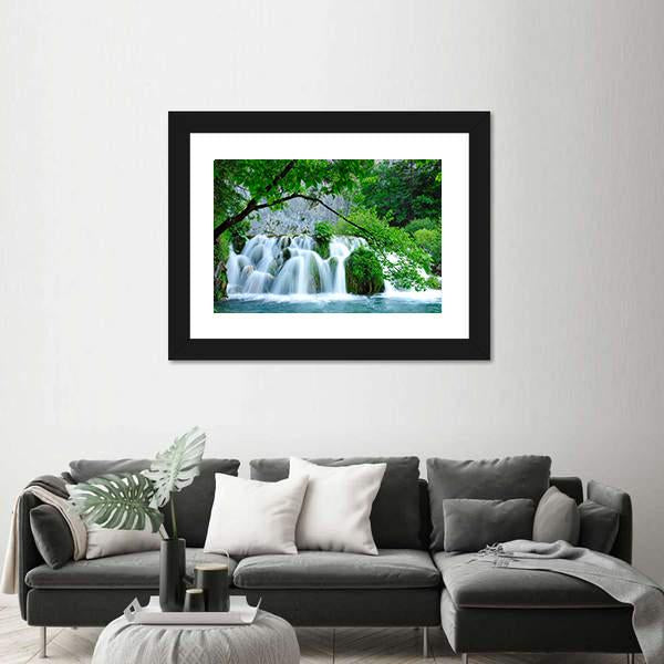 Waterfalls In Plitvice Jezera National Park In Croatia Canvas Wall Art-3 Horizontal-Gallery Wrap-25" x 16"-Tiaracle