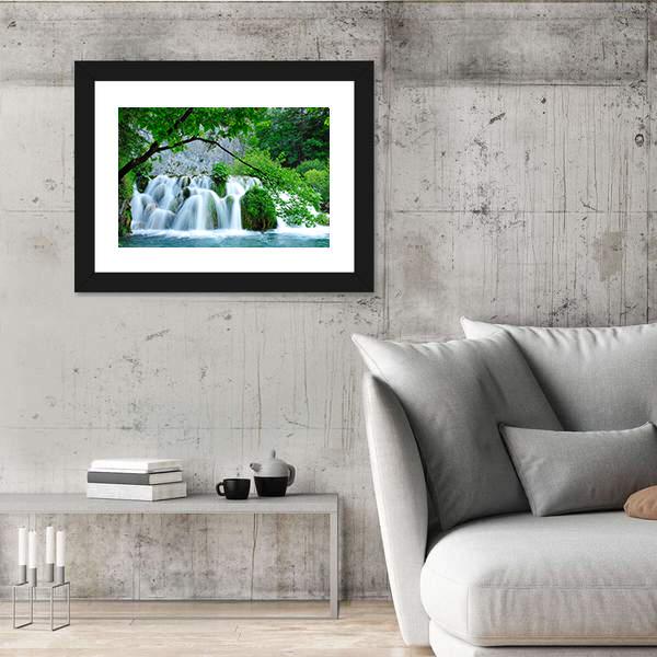 Waterfalls In Plitvice Jezera National Park Panoramic Canvas Wall Art-1 Piece-36" x 12"-Tiaracle