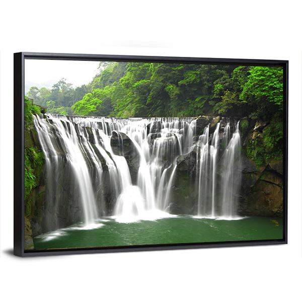 Waterfalls In Shifen Taiwan Canvas Wall Art-3 Horizontal-Gallery Wrap-25" x 16"-Tiaracle