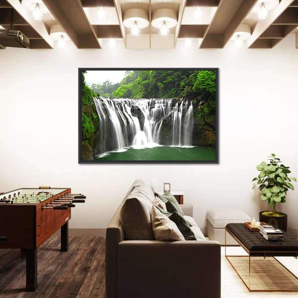 Waterfalls In Shifen Taiwan Canvas Wall Art-3 Horizontal-Gallery Wrap-25" x 16"-Tiaracle