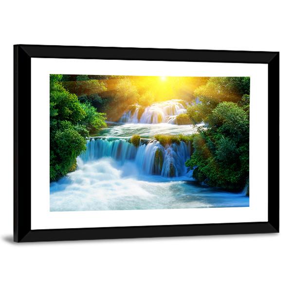 Waterfalls Krka In Croatia Canvas Wall Art-3 Horizontal-Gallery Wrap-25" x 16"-Tiaracle