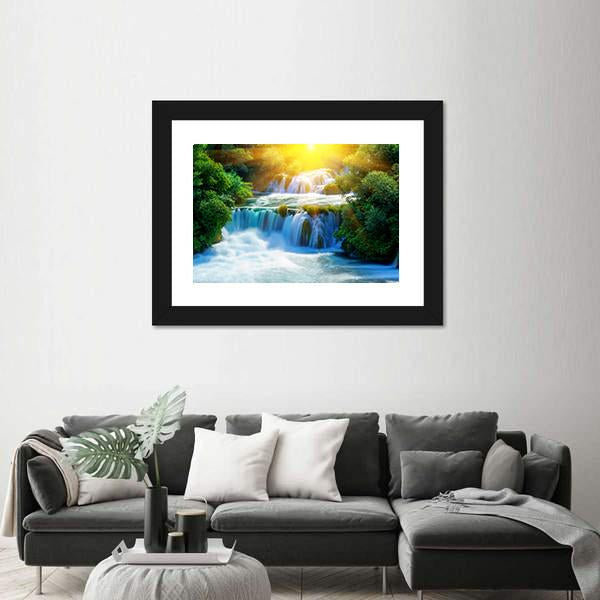 Waterfalls Krka In Croatia Canvas Wall Art-5 Horizontal-Gallery Wrap-22" x 12"-Tiaracle