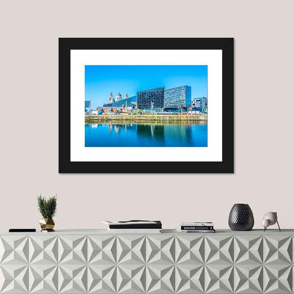 Waterside Of Liverpool In England Canvas Wall Art-1 Piece-Framed Print-20" x 16"-Tiaracle