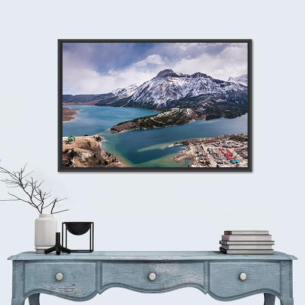 Waterton Lakes From The Bears Hump Canvas Wall Art-1 Piece-Floating Frame-24" x 16"-Tiaracle
