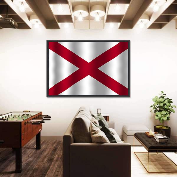 Waving Alabama State Flag Canvas Wall Art-5 Horizontal-Gallery Wrap-22" x 12"-Tiaracle