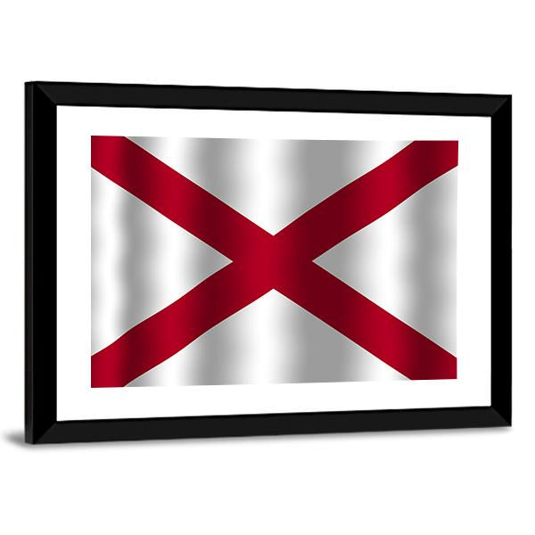 Waving Alabama State Flag Canvas Wall Art-5 Horizontal-Gallery Wrap-22" x 12"-Tiaracle