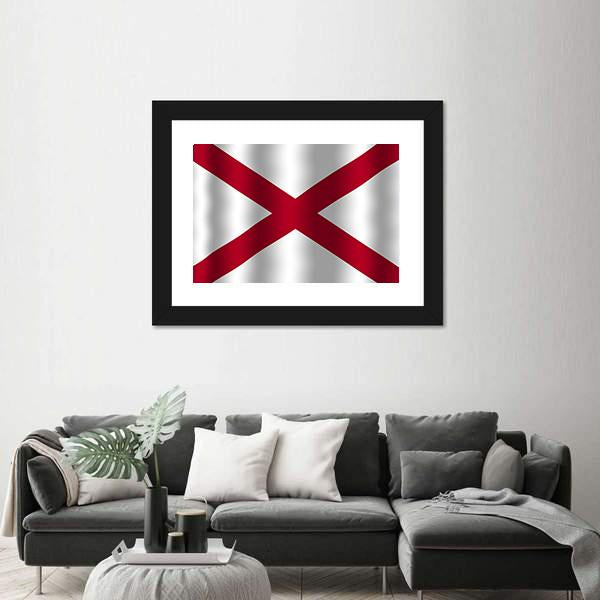 Waving Alabama State Flag Canvas Wall Art-5 Horizontal-Gallery Wrap-22" x 12"-Tiaracle