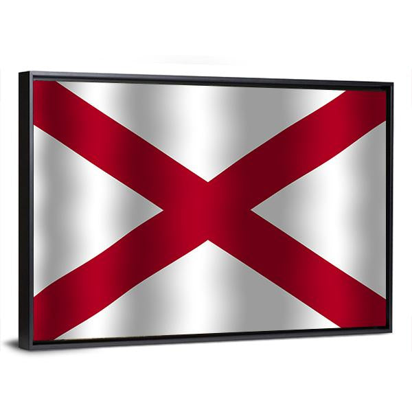 Waving Alabama State Flag Canvas Wall Art-5 Horizontal-Gallery Wrap-22" x 12"-Tiaracle