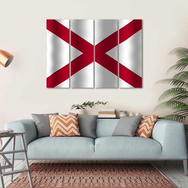 Waving Alabama State Flag Canvas Wall Art-4 Horizontal-Gallery Wrap-34" x 24"-Tiaracle