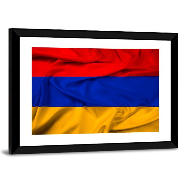 Waving Armenia Flag Canvas Wall Art-3 Horizontal-Gallery Wrap-25" x 16"-Tiaracle