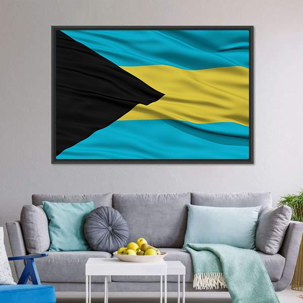 Waving Bahamas Flag Panoramic Canvas Wall Art-1 Piece-36" x 12"-Tiaracle