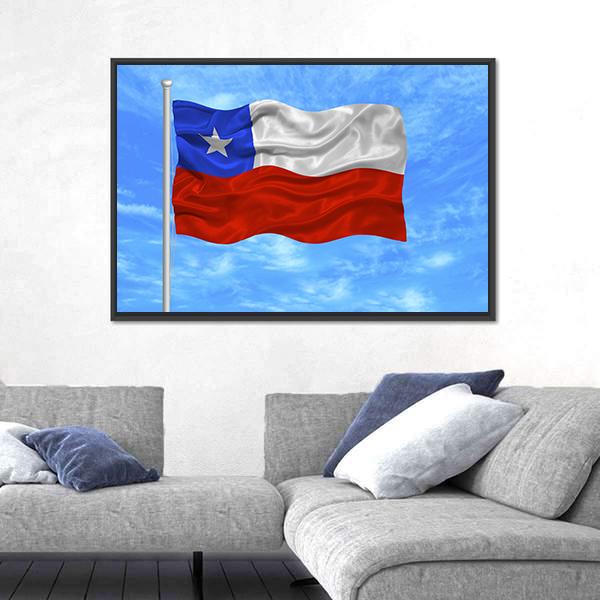 Waving Chilean Flag Canvas Wall Art-5 Horizontal-Gallery Wrap-22" x 12"-Tiaracle
