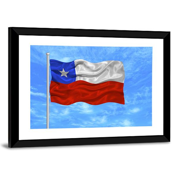 Waving Chilean Flag Canvas Wall Art-5 Horizontal-Gallery Wrap-22" x 12"-Tiaracle