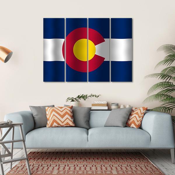 Waving Colorado State Flag Canvas Wall Art-4 Horizontal-Gallery Wrap-34" x 24"-Tiaracle