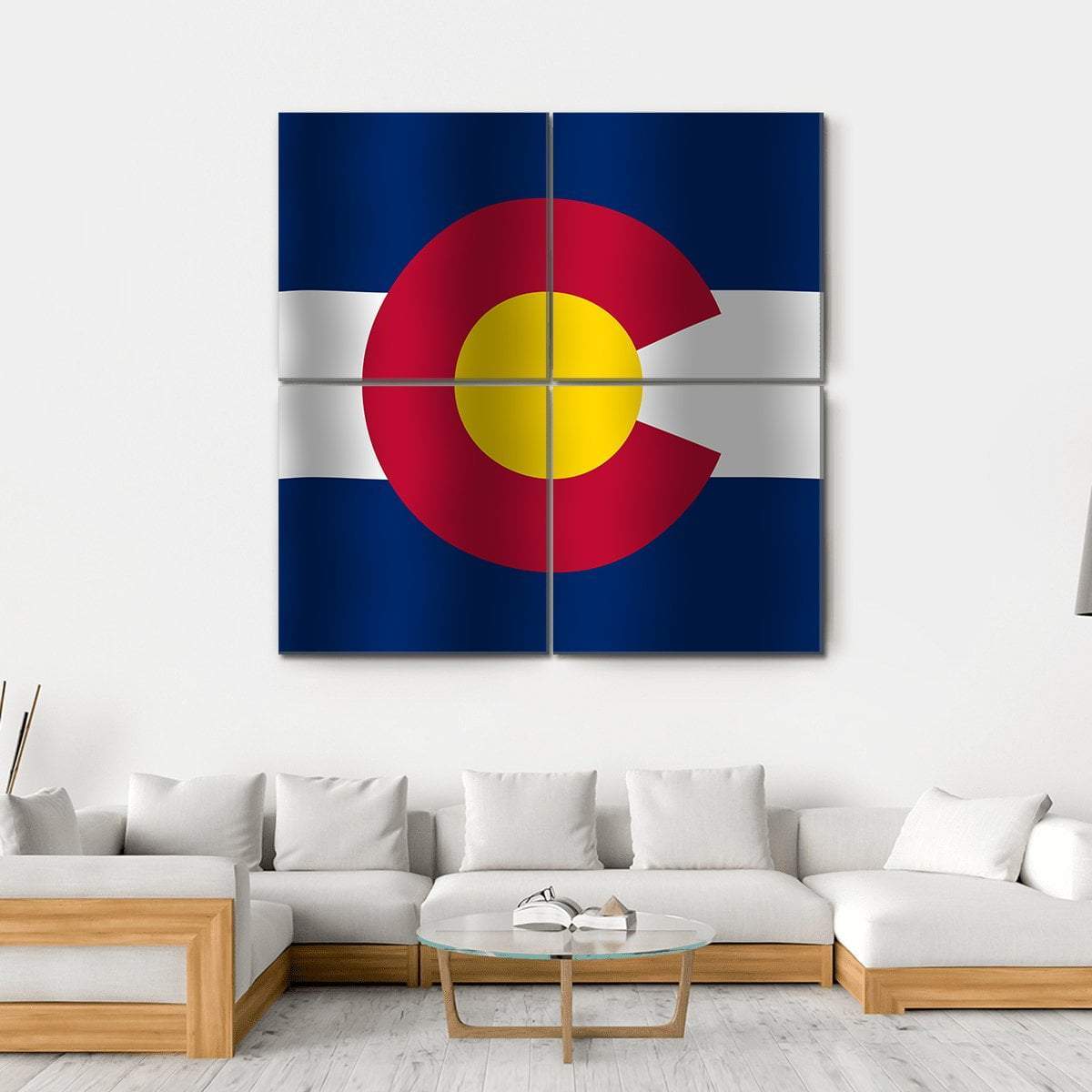 Waving Colorado State Flag Canvas Wall Art-4 Square-Gallery Wrap-17" x 17"-Tiaracle