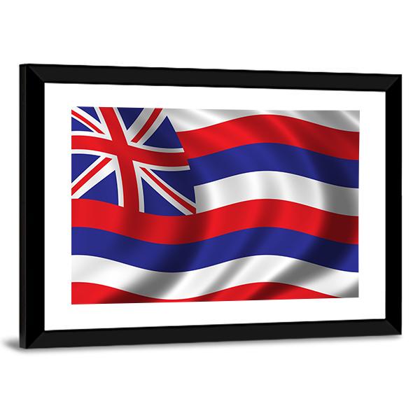 Waving Flag Of Hawaii Canvas Wall Art-5 Horizontal-Gallery Wrap-22" x 12"-Tiaracle