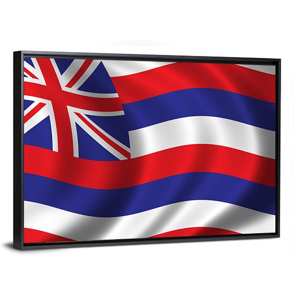 Waving Flag Of Hawaii Canvas Wall Art-5 Horizontal-Gallery Wrap-22" x 12"-Tiaracle