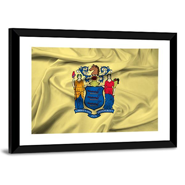 Waving Flag Of New Jersey Canvas Wall Art-3 Horizontal-Gallery Wrap-25" x 16"-Tiaracle