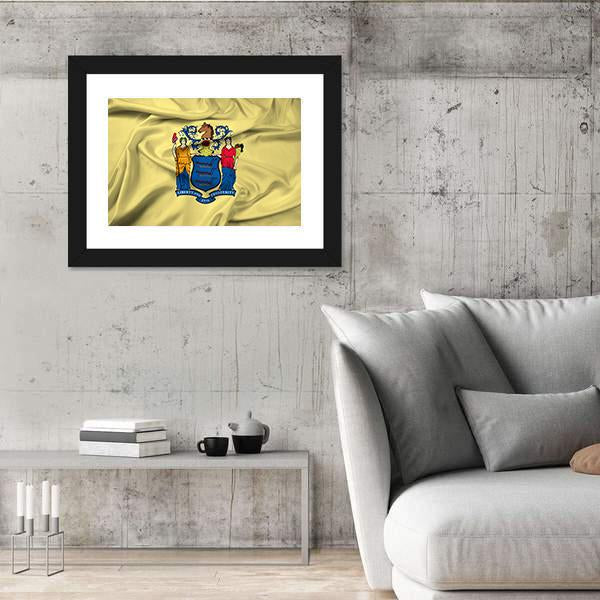 Waving Flag Of New Jersey Canvas Wall Art-3 Horizontal-Gallery Wrap-25" x 16"-Tiaracle
