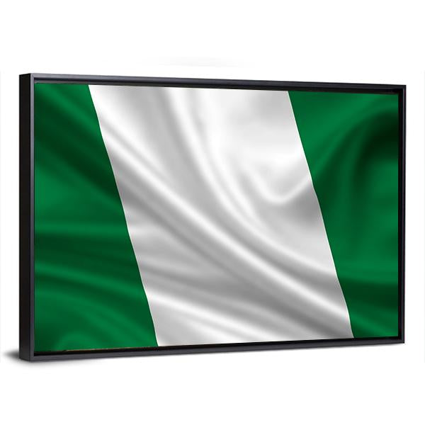 Waving Flag Of Nigeria Canvas Wall Art-3 Horizontal-Gallery Wrap-25" x 16"-Tiaracle