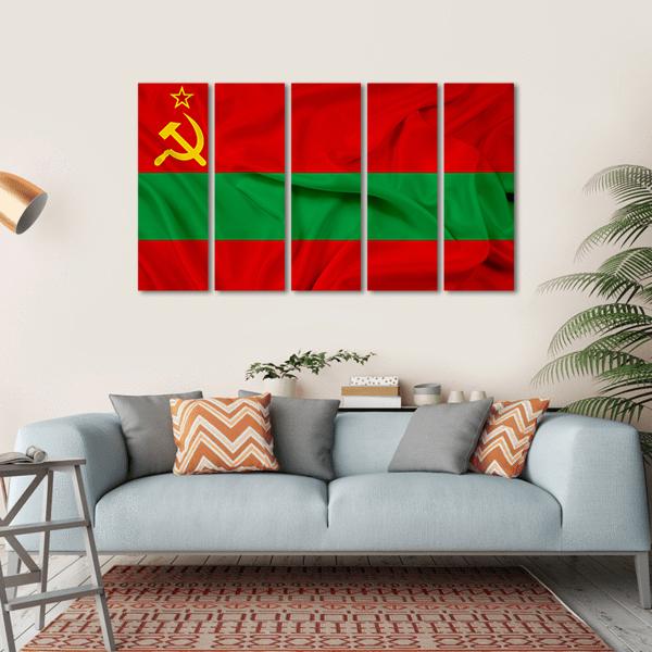 Waving Flag Of Transnistria Canvas Wall Art-5 Horizontal-Gallery Wrap-22" x 12"-Tiaracle