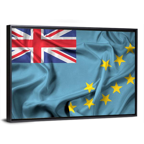 Waving Flag Of Tuvalu Canvas Wall Art-3 Horizontal-Gallery Wrap-25" x 16"-Tiaracle
