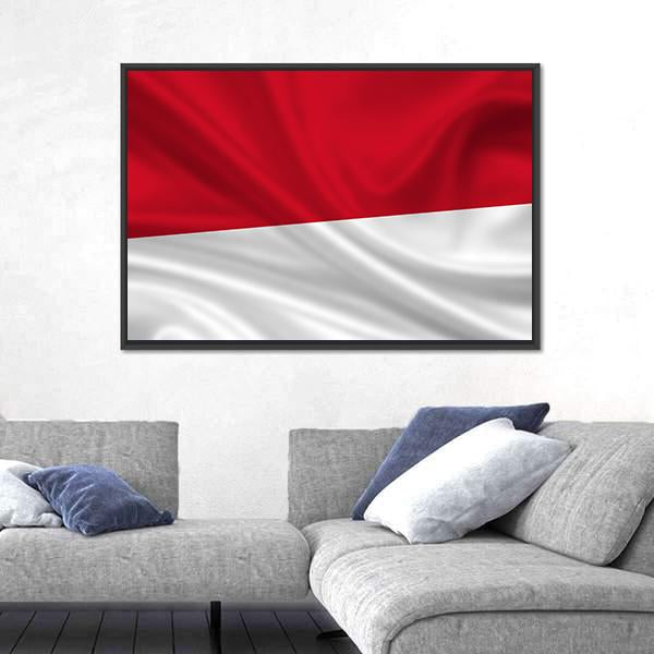 Waving Indonesia Flag Panoramic Canvas Wall Art-1 Piece-36" x 12"-Tiaracle