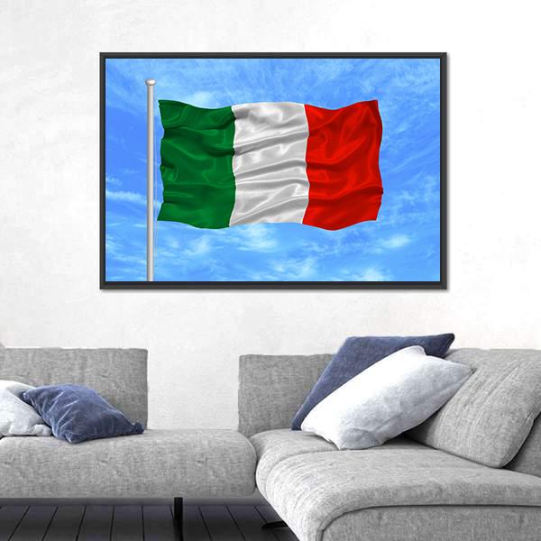 Waving Italian Flag Panoramic Canvas Wall Art-1 Piece-36" x 12"-Tiaracle