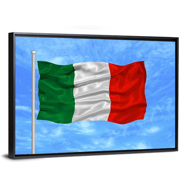 Waving Italian Flag Panoramic Canvas Wall Art-1 Piece-36" x 12"-Tiaracle