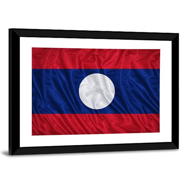 Waving Laos Flag Canvas Wall Art-3 Horizontal-Gallery Wrap-25" x 16"-Tiaracle