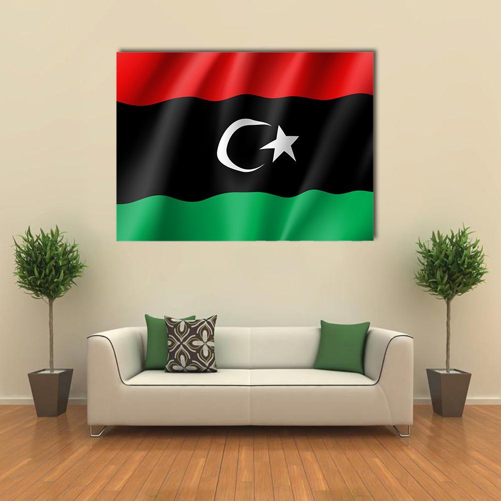 Waving Libya Flag Canvas Wall Art-1 Piece-Gallery Wrap-36" x 24"-Tiaracle