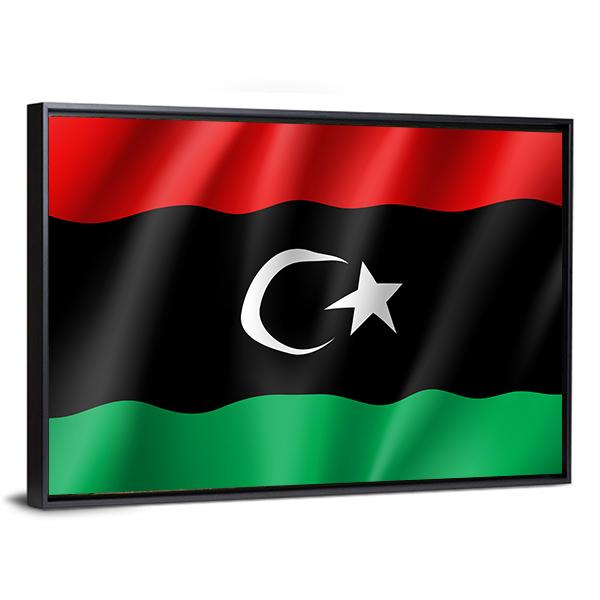 Waving Libya Flag Vertical Canvas Wall Art-3 Vertical-Gallery Wrap-12" x 25"-Tiaracle