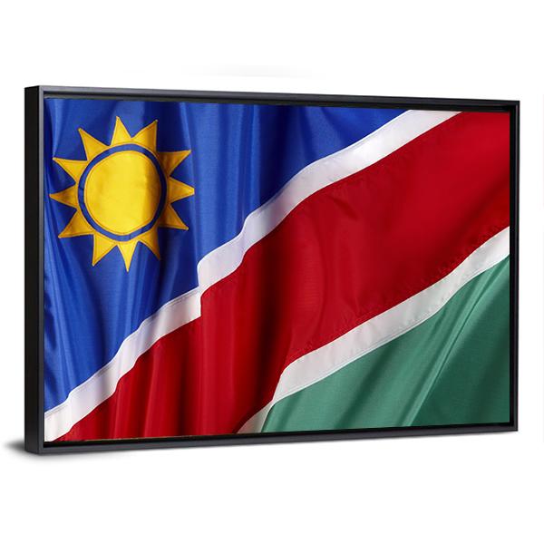 Waving Namibian Flag Canvas Wall Art-3 Horizontal-Gallery Wrap-25" x 16"-Tiaracle