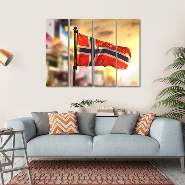 Waving Norway Flag Canvas Wall Art-4 Horizontal-Gallery Wrap-34" x 24"-Tiaracle