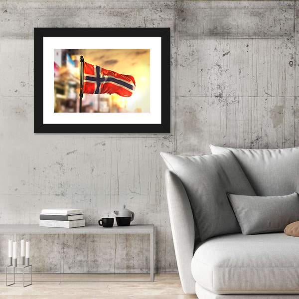 Waving Norway Flag Panoramic Canvas Wall Art-1 Piece-36" x 12"-Tiaracle
