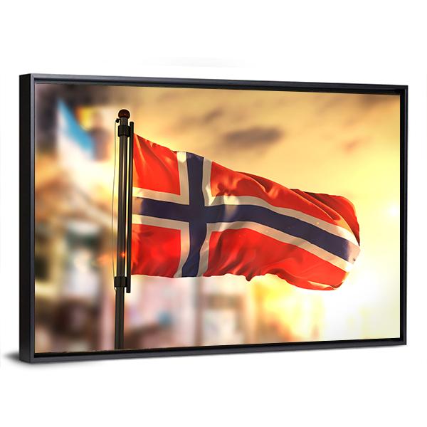Waving Norway Flag Panoramic Canvas Wall Art-1 Piece-36" x 12"-Tiaracle