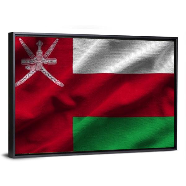 Waving Oman Flag Canvas Wall Art-3 Horizontal-Gallery Wrap-25" x 16"-Tiaracle