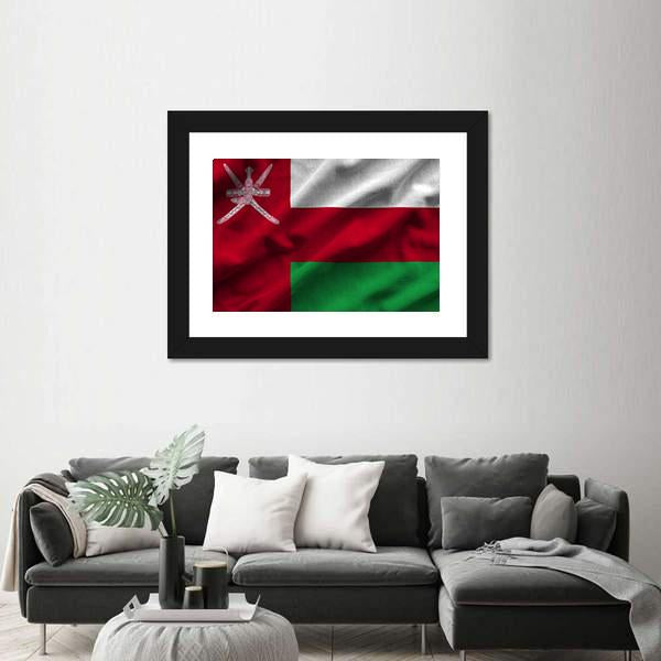 Waving Oman Flag Canvas Wall Art-3 Horizontal-Gallery Wrap-25" x 16"-Tiaracle
