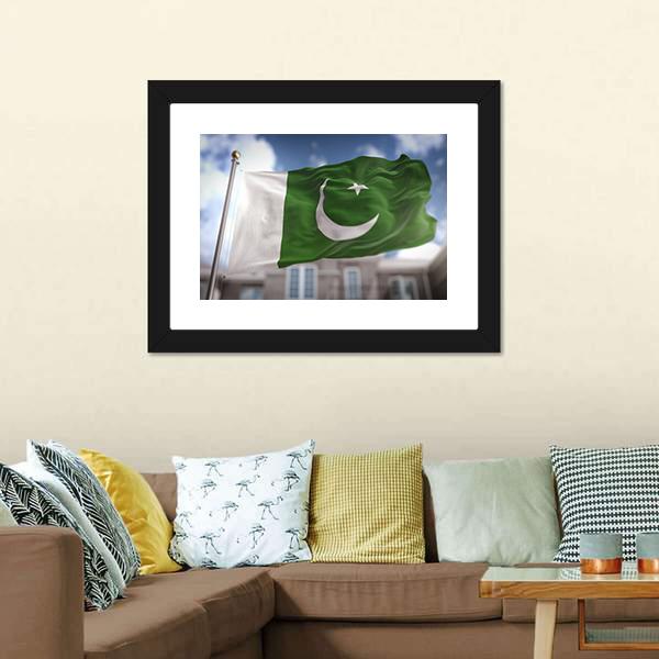 Waving Pakistan Flag Panoramic Canvas Wall Art-1 Piece-36" x 12"-Tiaracle