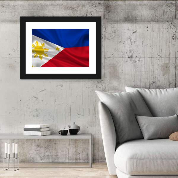 Waving Philippines Flag Panoramic Canvas Wall Art-1 Piece-36" x 12"-Tiaracle