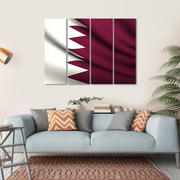 Waving Qatar Flag Canvas Wall Art-4 Horizontal-Gallery Wrap-34" x 24"-Tiaracle