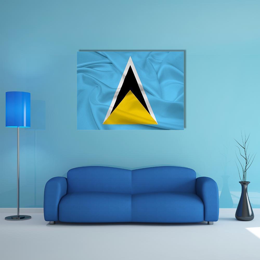Waving Saint Lucia Flag Canvas Wall Art-1 Piece-Gallery Wrap-36" x 24"-Tiaracle
