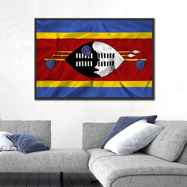 Waving Swaziland Flag Canvas Wall Art-5 Horizontal-Gallery Wrap-22" x 12"-Tiaracle