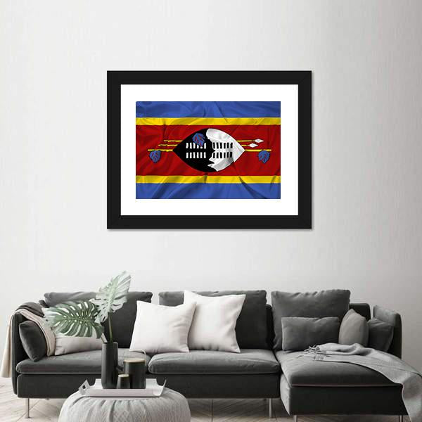 Waving Swaziland Flag Canvas Wall Art-5 Horizontal-Gallery Wrap-22" x 12"-Tiaracle