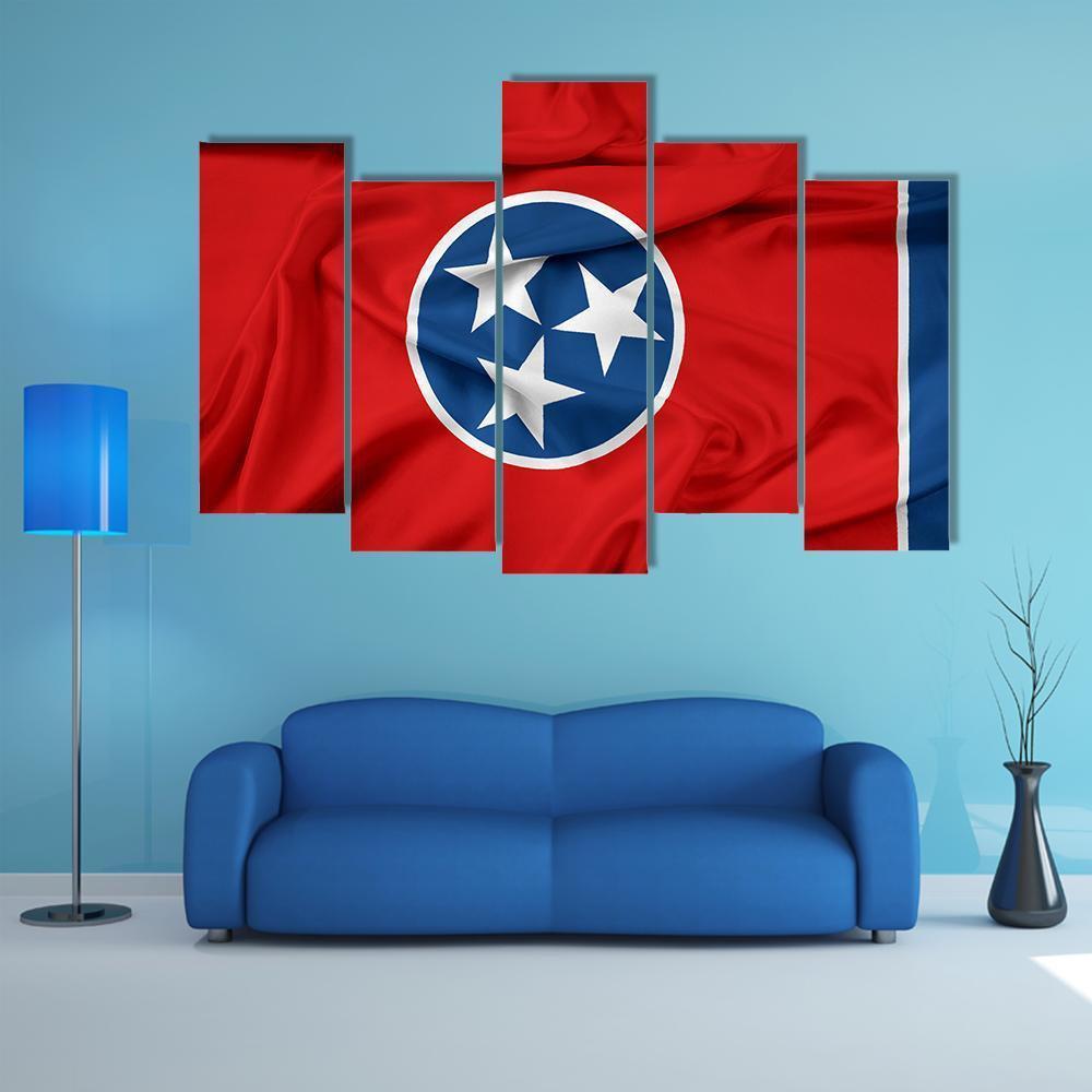 Waving Tennessee Flag Canvas Wall Art-5 Pop-Gallery Wrap-47" x 32"-Tiaracle
