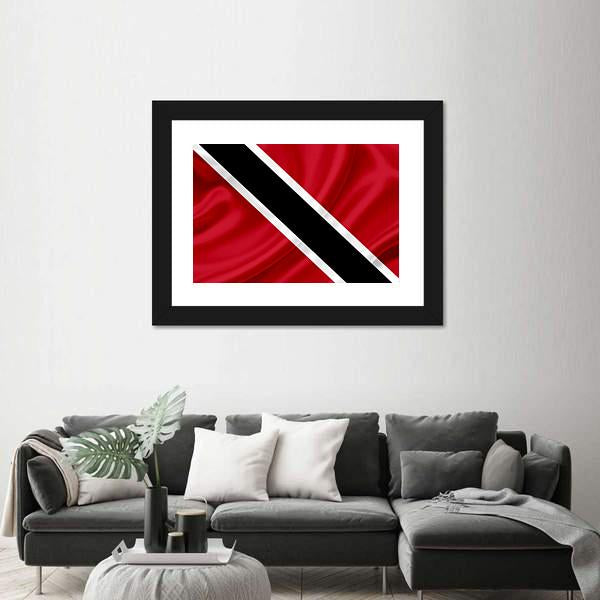 Waving Trinidad & Tobago Flag Panoramic Canvas Wall Art-1 Piece-36" x 12"-Tiaracle