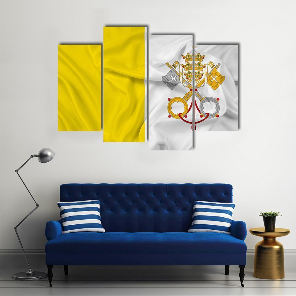 Waving Vatican City Flag Canvas Wall Art-4 Pop-Gallery Wrap-50" x 32"-Tiaracle
