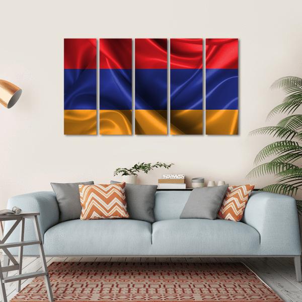 Wavy Flag Of Armenia Canvas Wall Art-5 Horizontal-Gallery Wrap-22" x 12"-Tiaracle