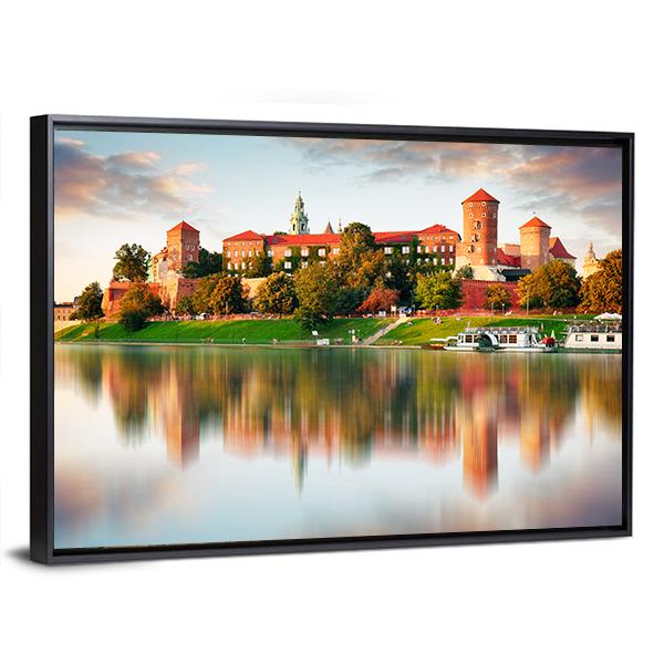 Wawel Hill With Castle Canvas Wall Art-3 Horizontal-Gallery Wrap-25" x 16"-Tiaracle