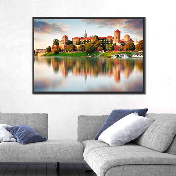 Wawel Hill With Castle In Krakow Panoramic Canvas Wall Art-1 Piece-36" x 12"-Tiaracle